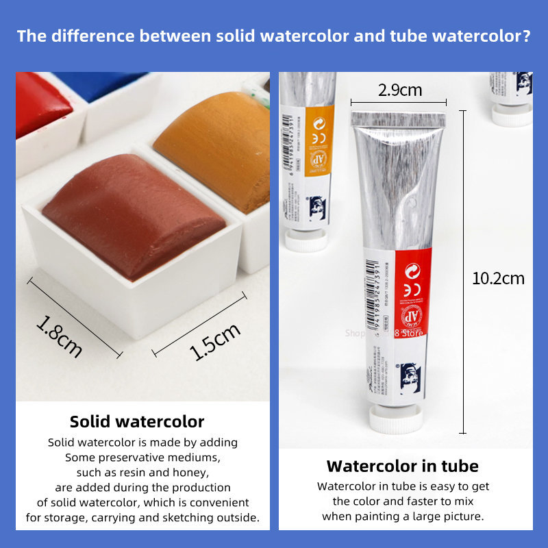 예술가 단색 수채화 안료 피카소 관형 컬러 블록, 초심 - Watercolor Paint Set Solid Pigment 리뷰 및 가격
