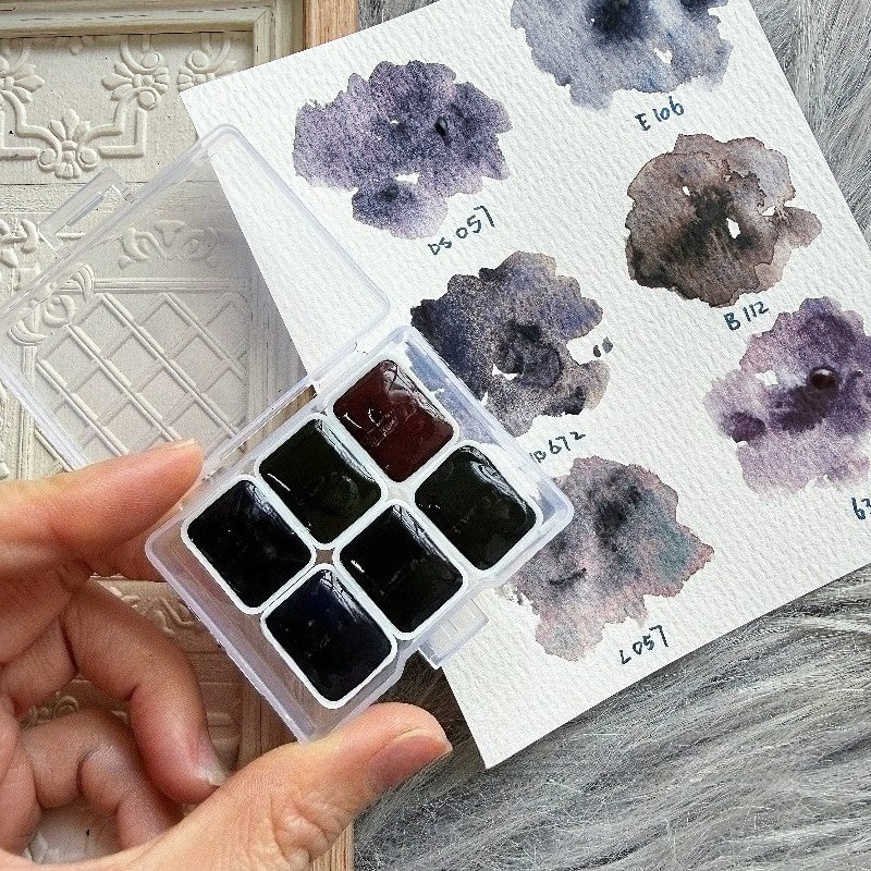 6 색 1ml 화이트 나이트 컬렉션 침전물 컬러 마스터 - Watercolor Paint Set Solid Pigment 리뷰 및 가격